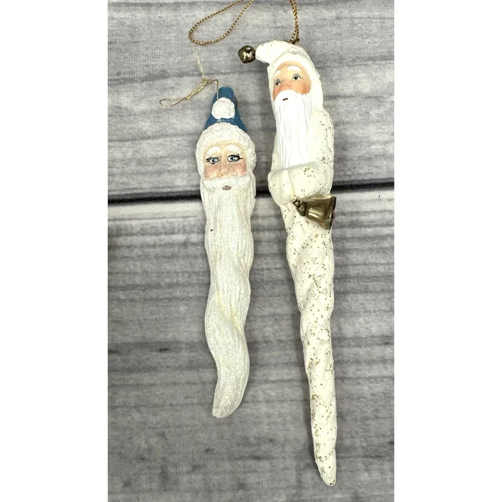 LOT OF 6 VINTAGE ICICLE SANTA HEAD CHRISTMAS TREE‎ ORNAMENTS